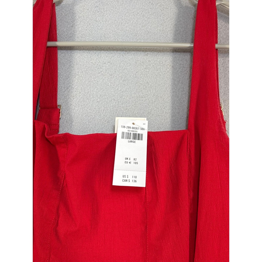 Abercrombie & Fitch dress Womens L Red Mila Stretch Midi Cotton Pockets A&F - Picture 3 of 16